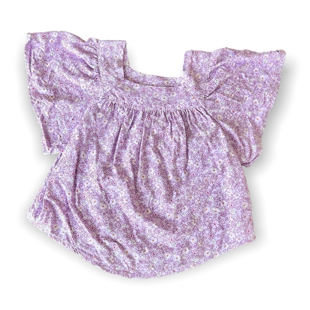 Cat & Jack Lavender Floral Short-Sleeved Top Size XS 4/5